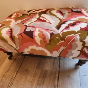 A beautiful handmade Large Footstool/Upholstered Coffee Table,in Harlequin Calathea velvet (amber/rosewood). Available in different sizes.