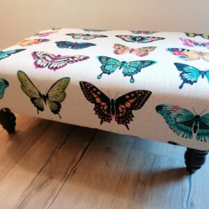 A beautiful handmade upholstered Coffee Table, Large Footstool, in Harlequin Papilio fabric.