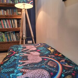 Upholstered Coffee Table, Large Footstool, Ottoman style in Clarke And Clarke Emma J Shipley Fabric Zambezi Cotton Navy. THIS SIZE ONLY