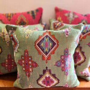Scatter cushion in Clarke and Clarke Konya in Basil. Handmade home decor.
