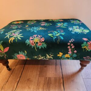 Handmade Floral Velvet Ottoman: Large Upholstered Coffee Table Footstool