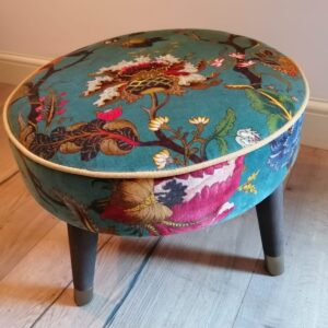 Small round footstool, in House of Hackney Artemis velvet.